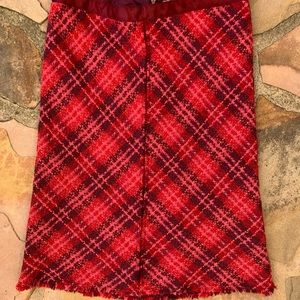 Free People Skirt Red plaid wool size 2